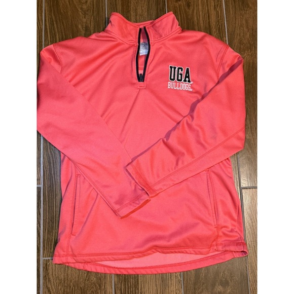 Rivalry Threads Jackets & Blazers - Univ Of Georgia UGA BULLDOGS Women 1/4 ZIP Red Great Logo Satiny